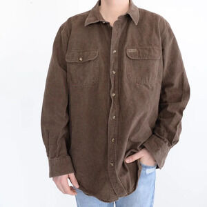 Guide Series 100% Cotton Outdoors Hunting Brown Button Down Shacket Shirt ~XLT